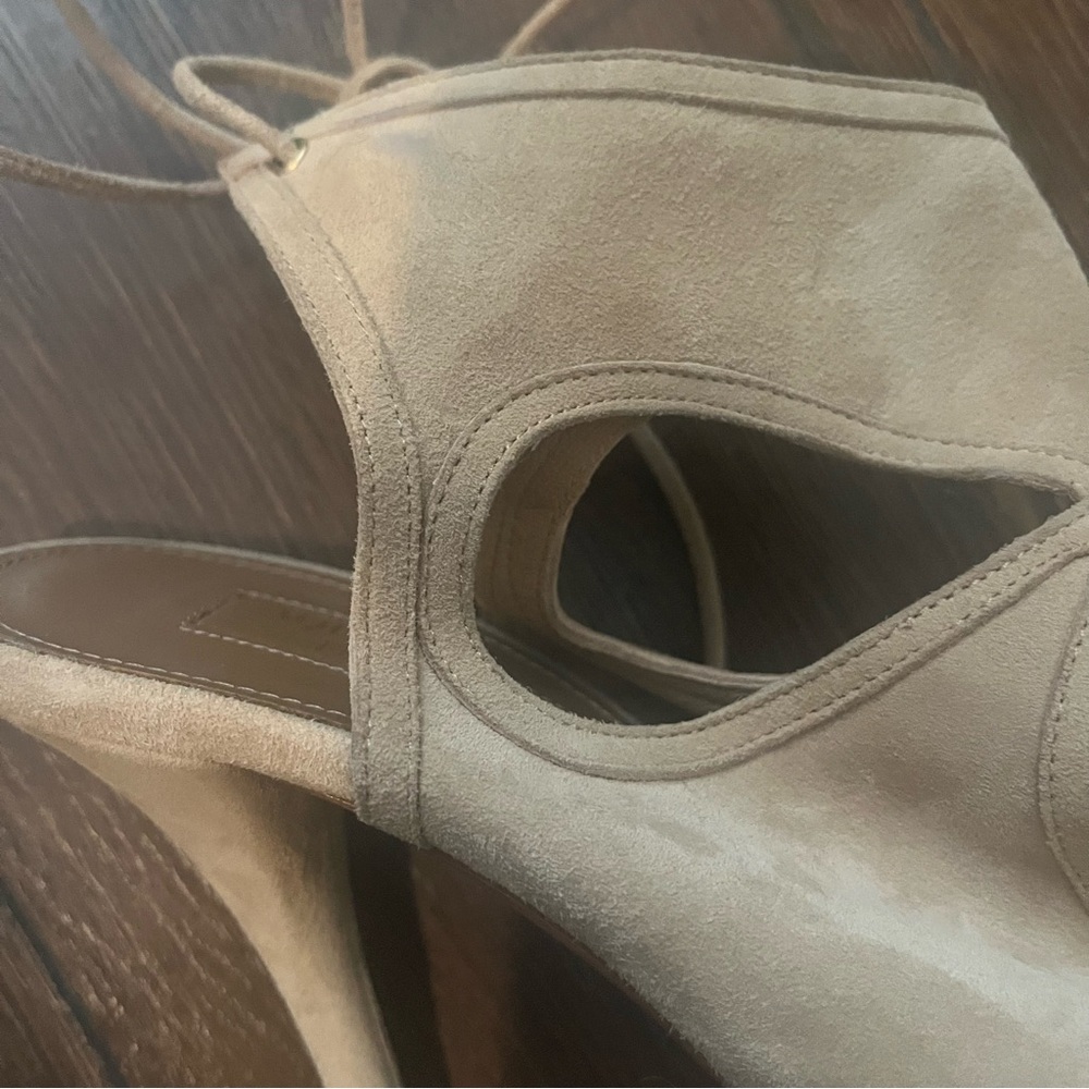 Aquazzura Suede Tan Sandals with Ankle Strap 9 - Picture 5 of 7